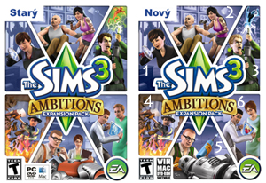 Zmeny CD obalov k dodatku The Sims 3 Povolanie snov
